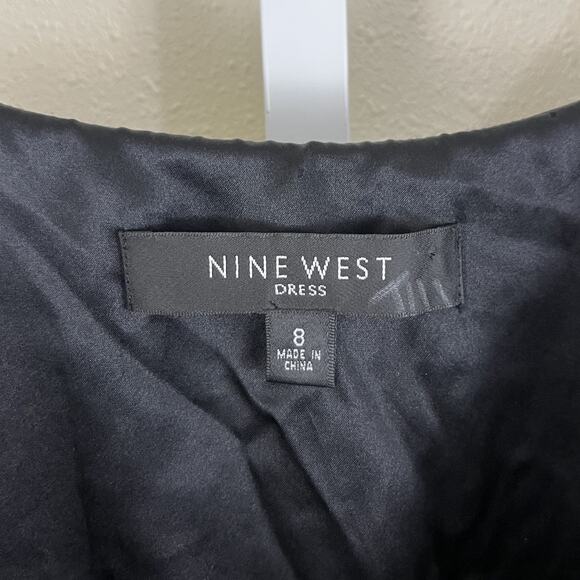 Nine West Beaded Silk Velvet Babydoll Dress Womens Size 8 Black 90s Witch - Picture 4 of 5